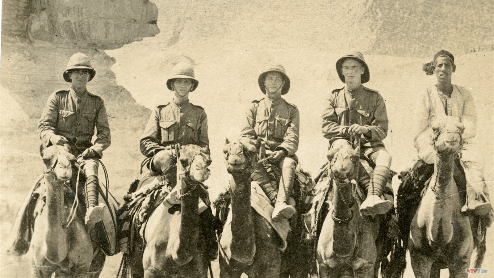 Left to right - Whitfield Bannister, Frank Fowlow, Thomas Cook and Cecil Green in Egypt during World War I